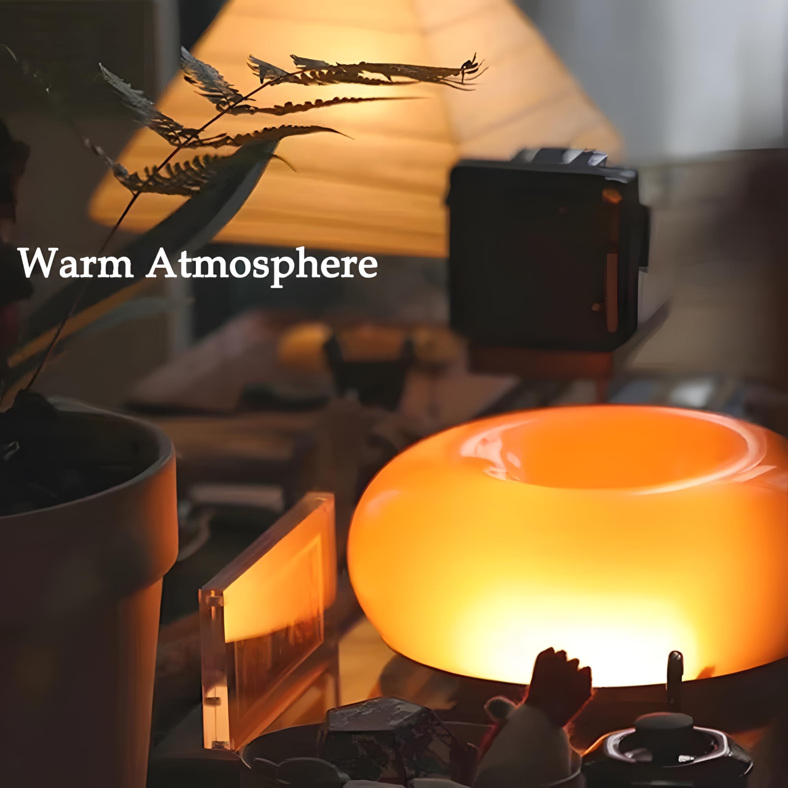 Close-up of Bofea orange donut lamp glass shade showing hand-blown texture