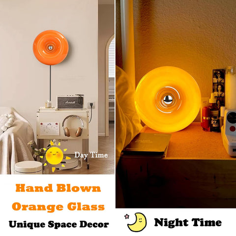 Wired switch on the Bofea orange donut lamp for safe startup