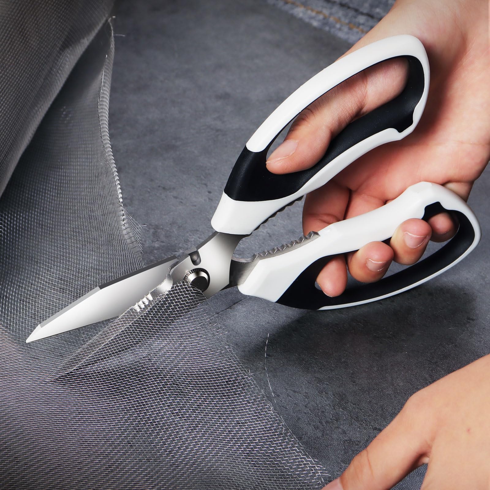 BoFuYuan 8-Inch scissors with bottle-cap nutcracker function.