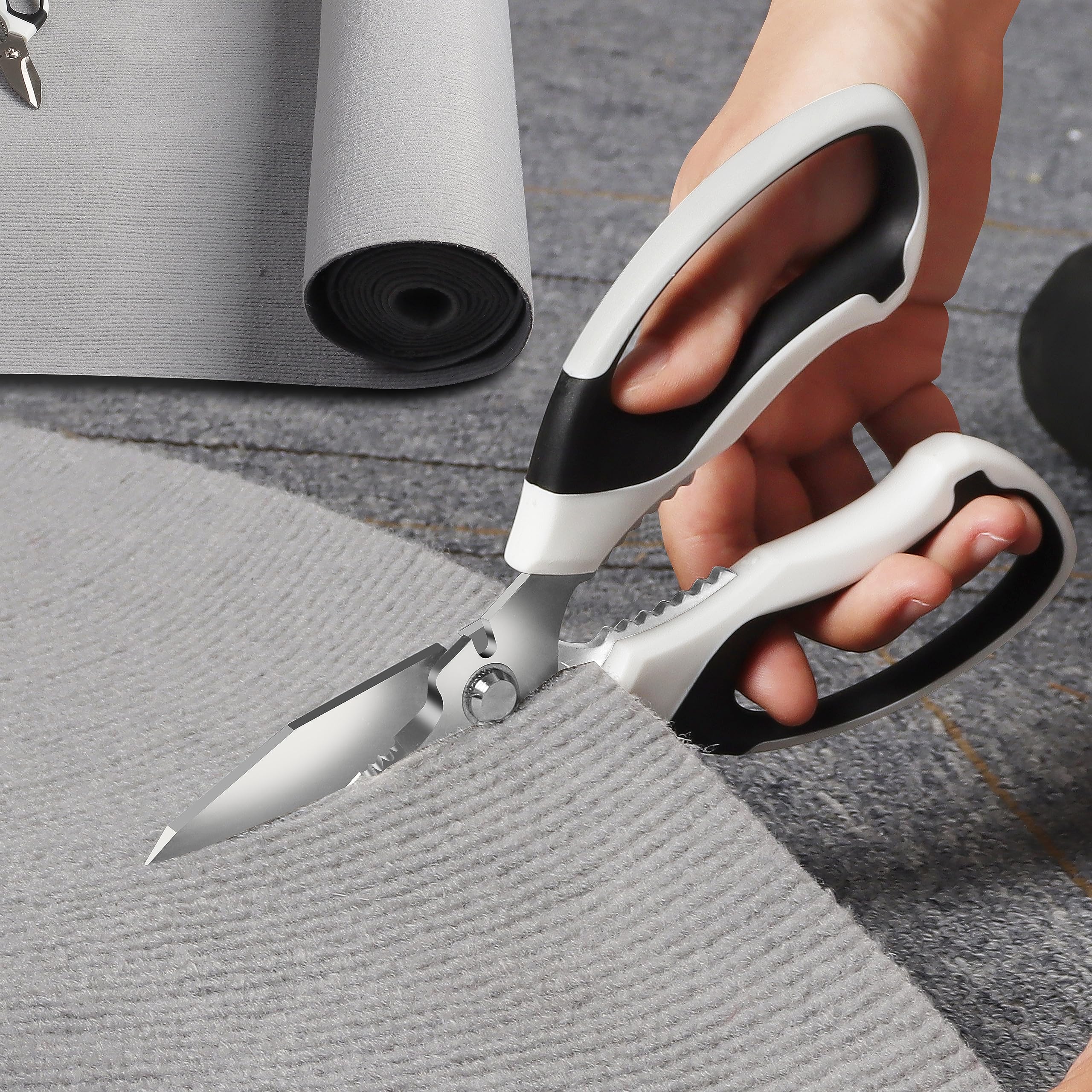 BoFuYuan 8-Inch scissors showing wire cutting slots for quick fixes.