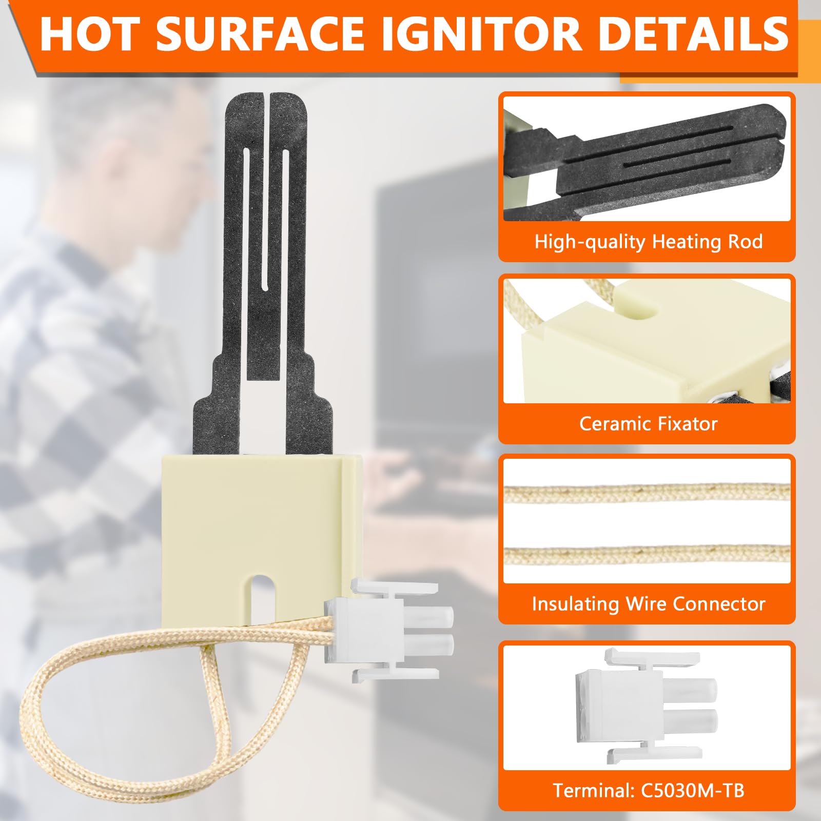 BOGDA flat-style hot surface ignitor ensuring quick, consistent oven startup