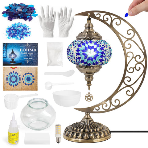 BOHMR mosaic lamp kit packaging with contents for easy crafting