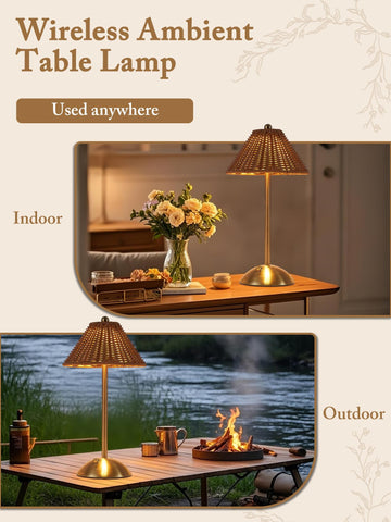 Boho Rattan Table Lamp complements bedroom decor with natural charm