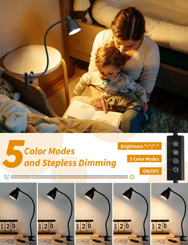 BOHON desk lamp offers 5 color modes to suit study, work, or relaxation