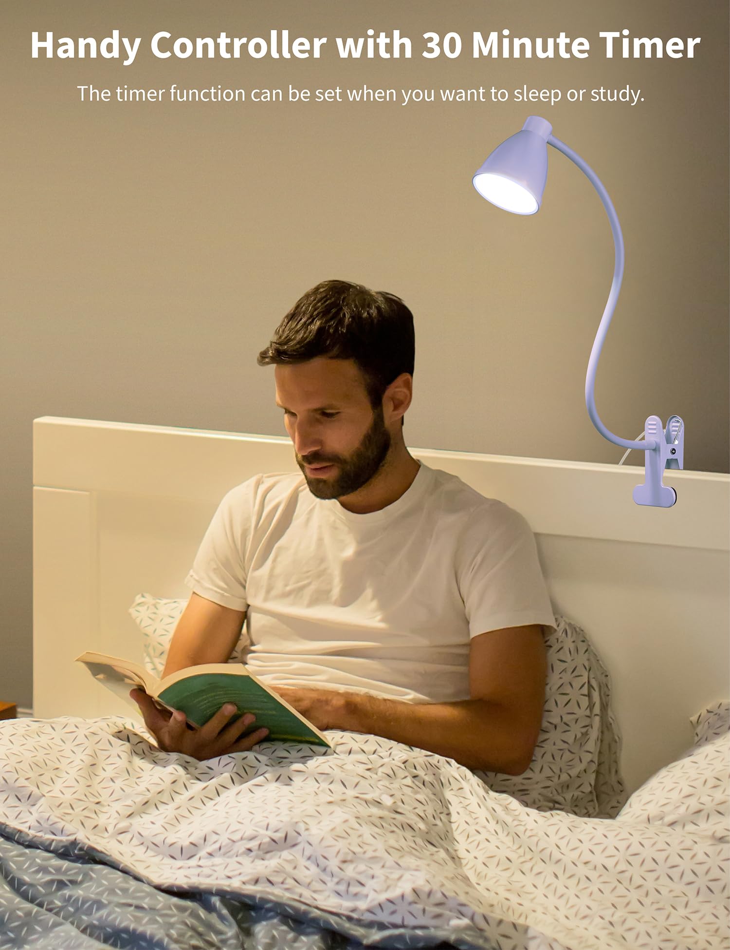 6-foot USB cord powers the BOHON lamp from a laptop or power bank.