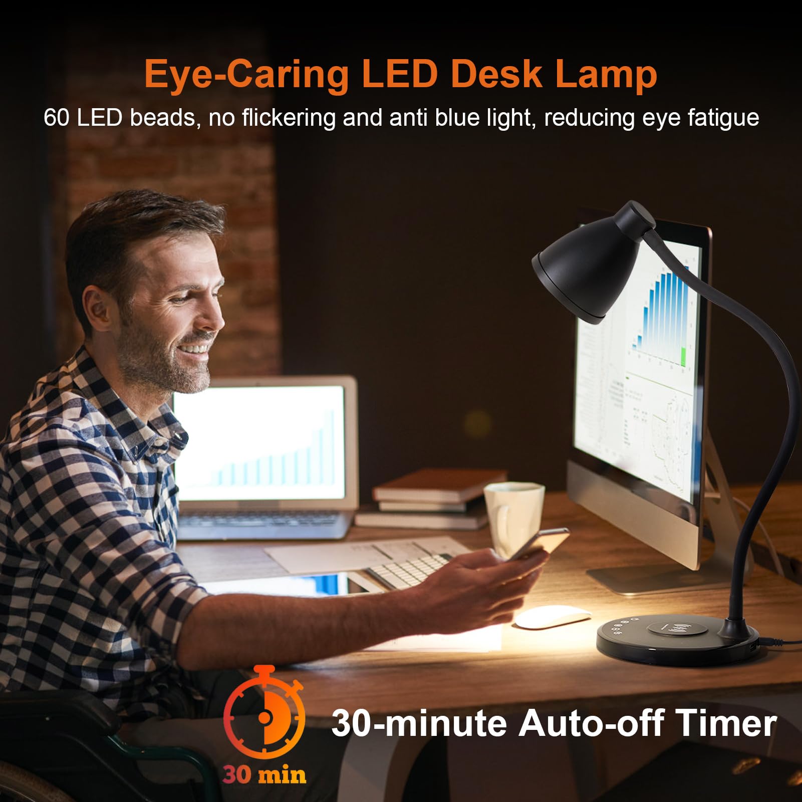 BOHON lamp with five color temps and stepless dimming for any task.