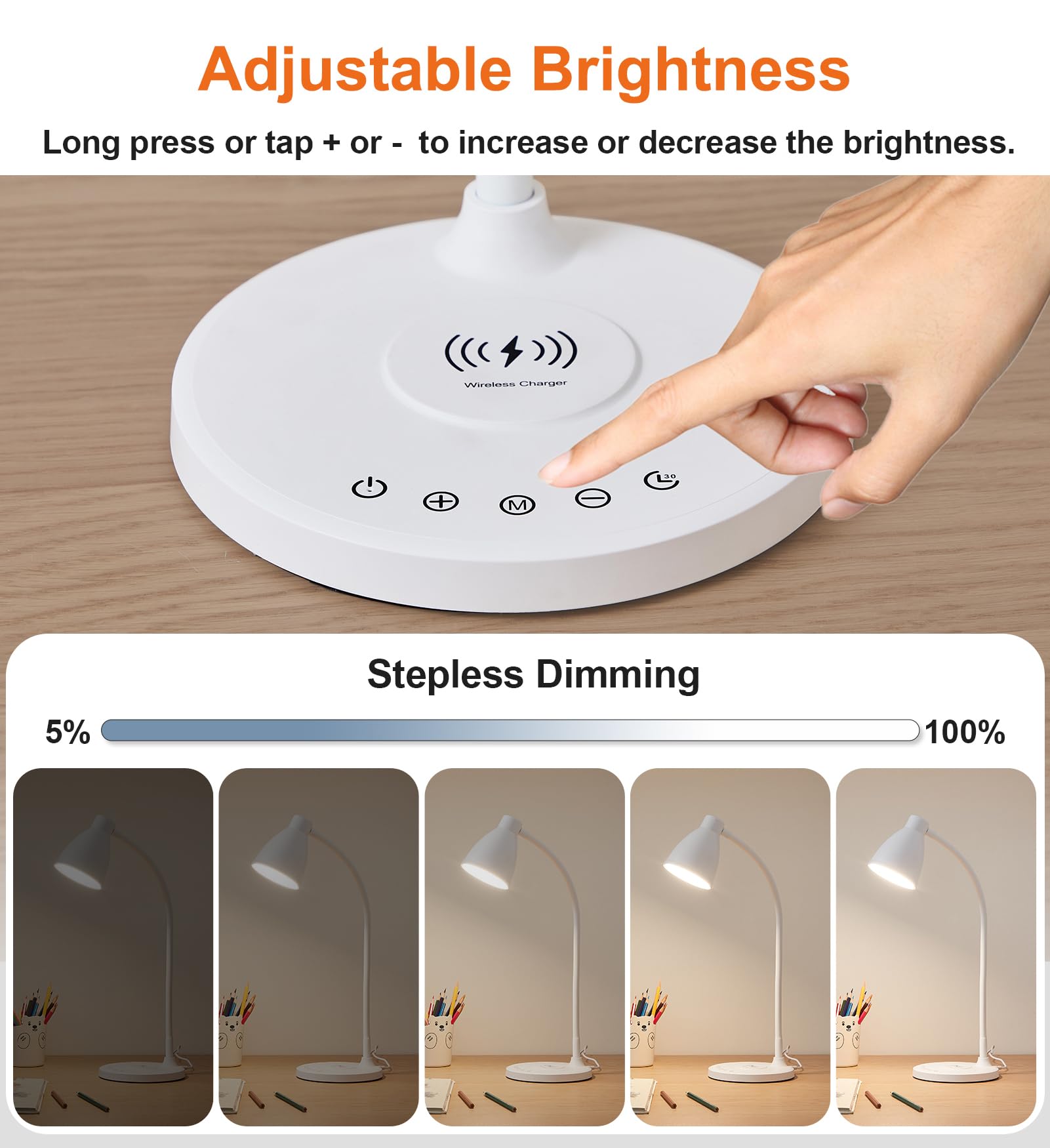 BOHON lamp with stepless dimming control for precise brightness
