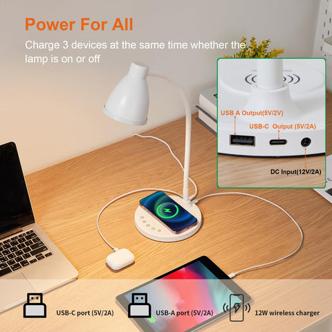 BOHON lamp showing wireless charging pad on base for quick device power