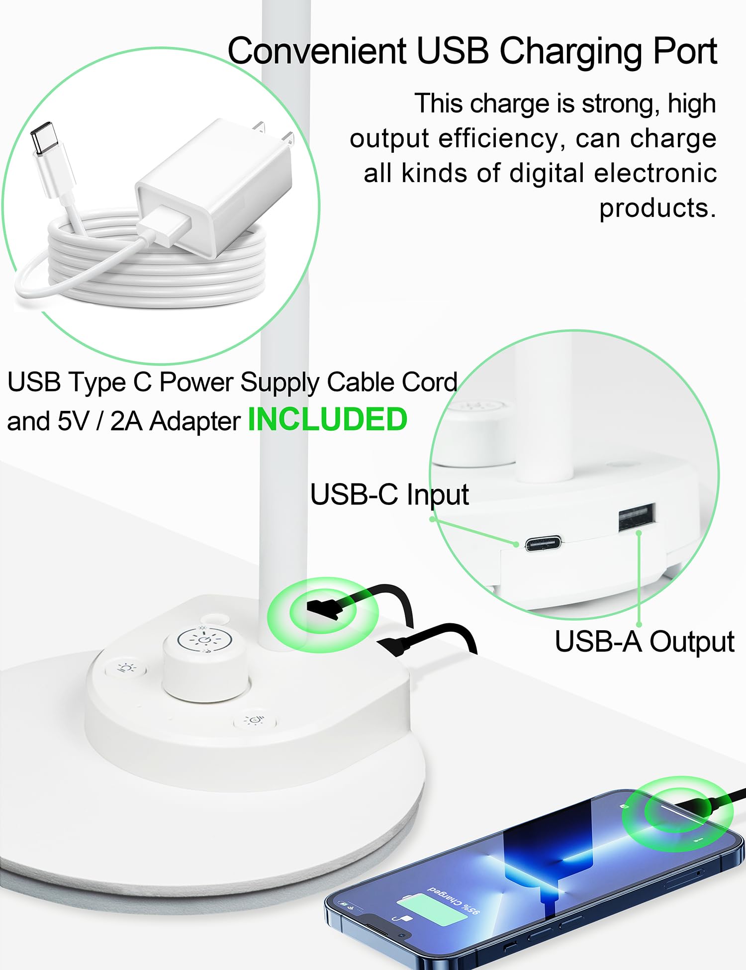 BOHON LED Desk Lamp auto-dims to ambient light for comfortable brightness.