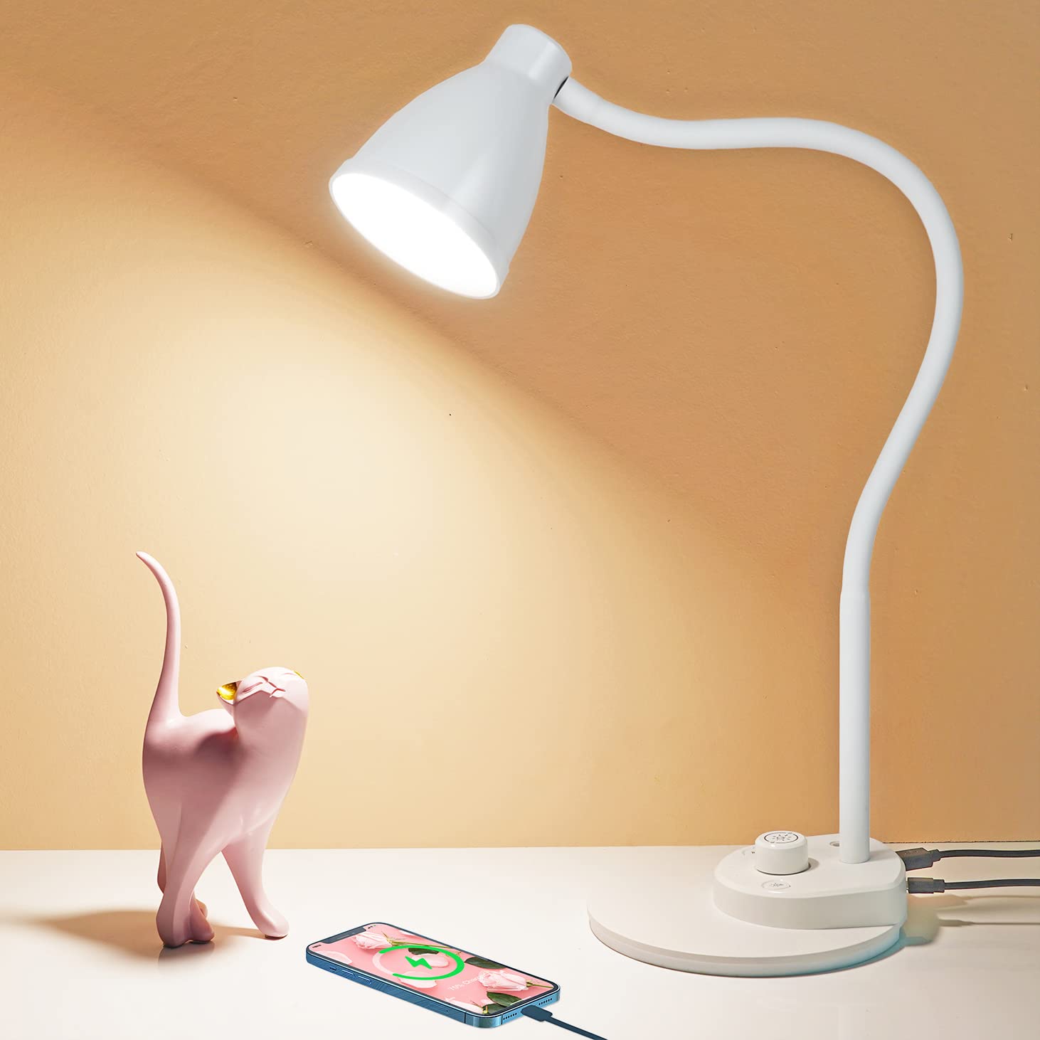 BOHON LED Desk Lamp base with USB port for easy charging while studying.
