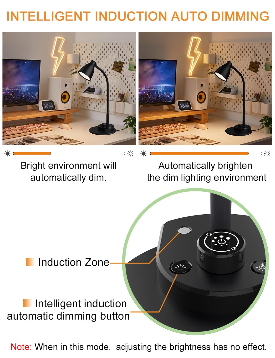 BOHON LED desk lamp demonstrating memory function for preferred brightness