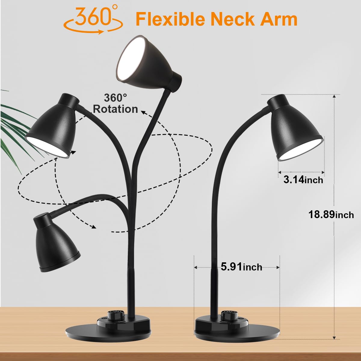 BOHON sturdy metal base keeps the lamp stable on a desk
