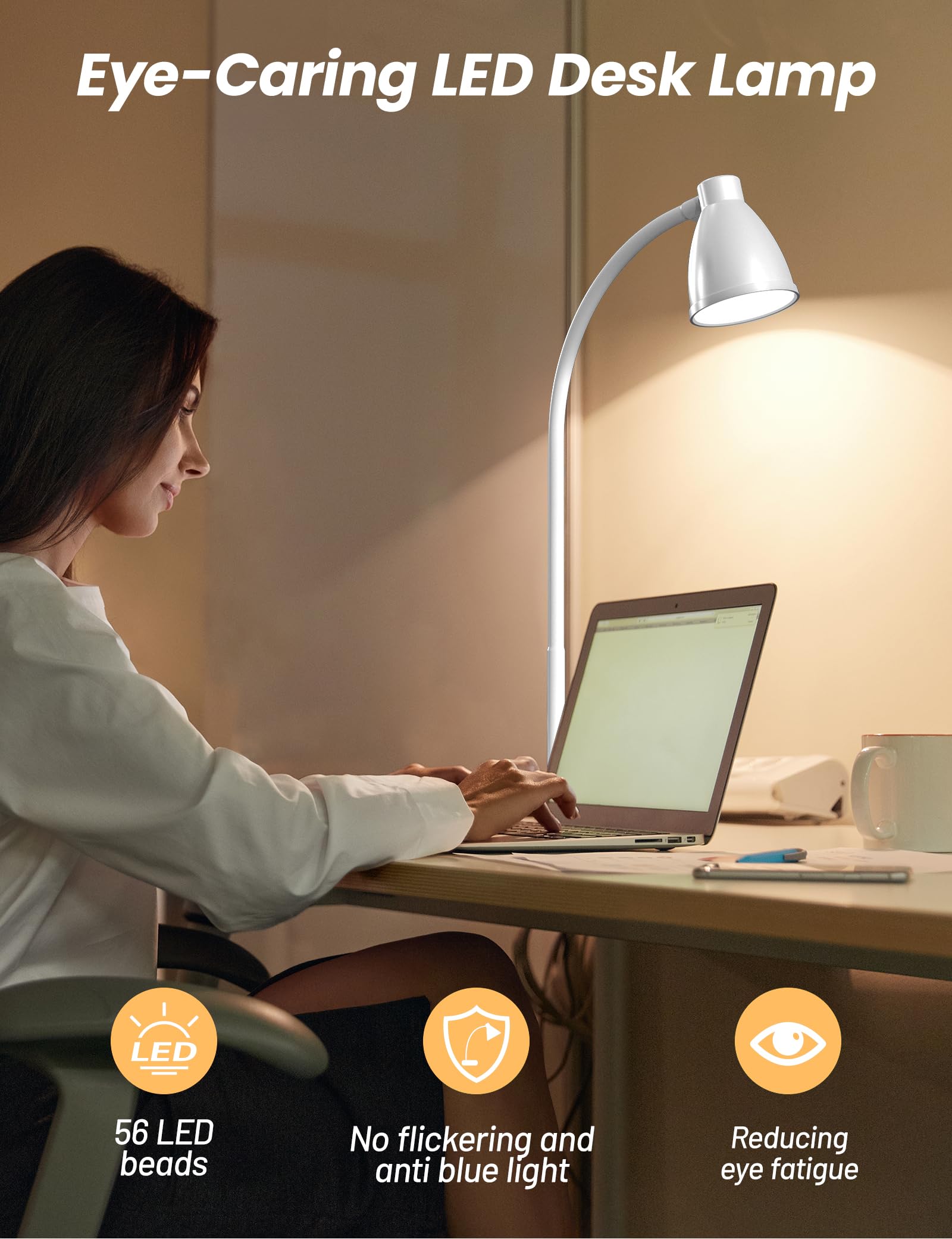 BOHON LED Desk Lamp offers three color modes for different reading needs.