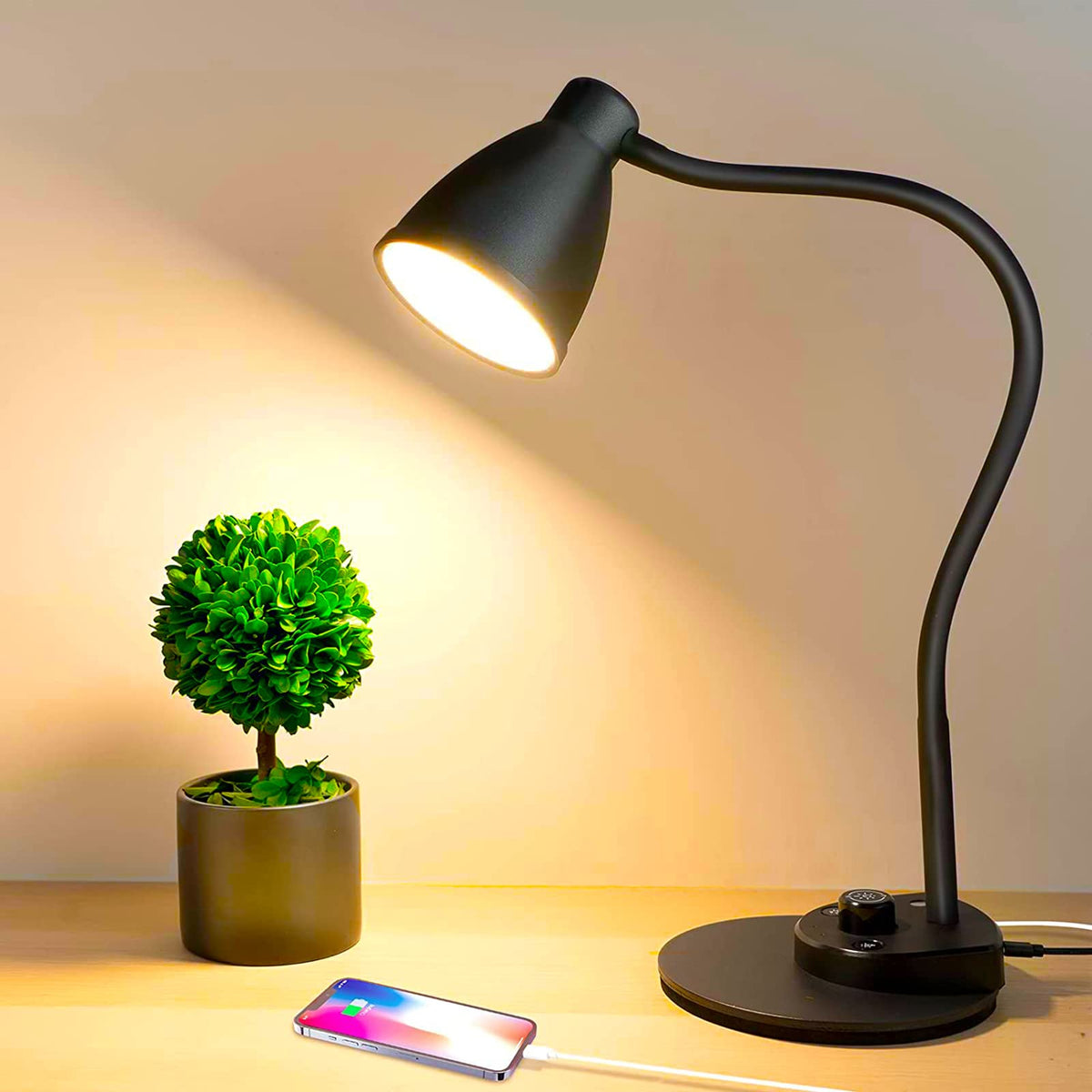 BOHON LED desk lamp with USB port for convenient charging while working