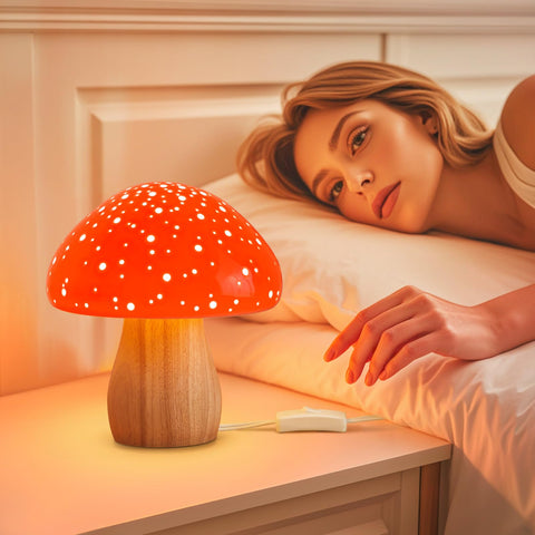 BOHON mushroom lamp gift-ready retro red design arrives ready to set up
