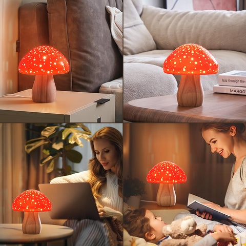 BOHON mushroom lamp with premium glaze resists yellowing and moisture for lasting vibrancy
