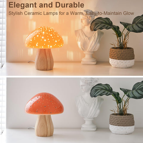 LED-ready BOHON lamp featuring a durable wood base and ceramic shade