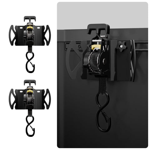 Bohua rotating ratchet strap on Tacoma bed rail for secure cargo
