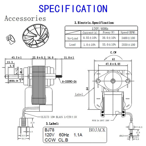 BOJACK YJF6178 mounting studs 1.882 inches on center simplify mounting.