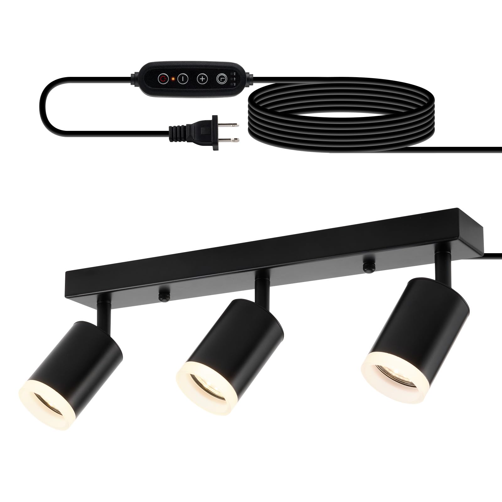 Bojim ceiling track lighting with three black heads for a modern living room ambiance.