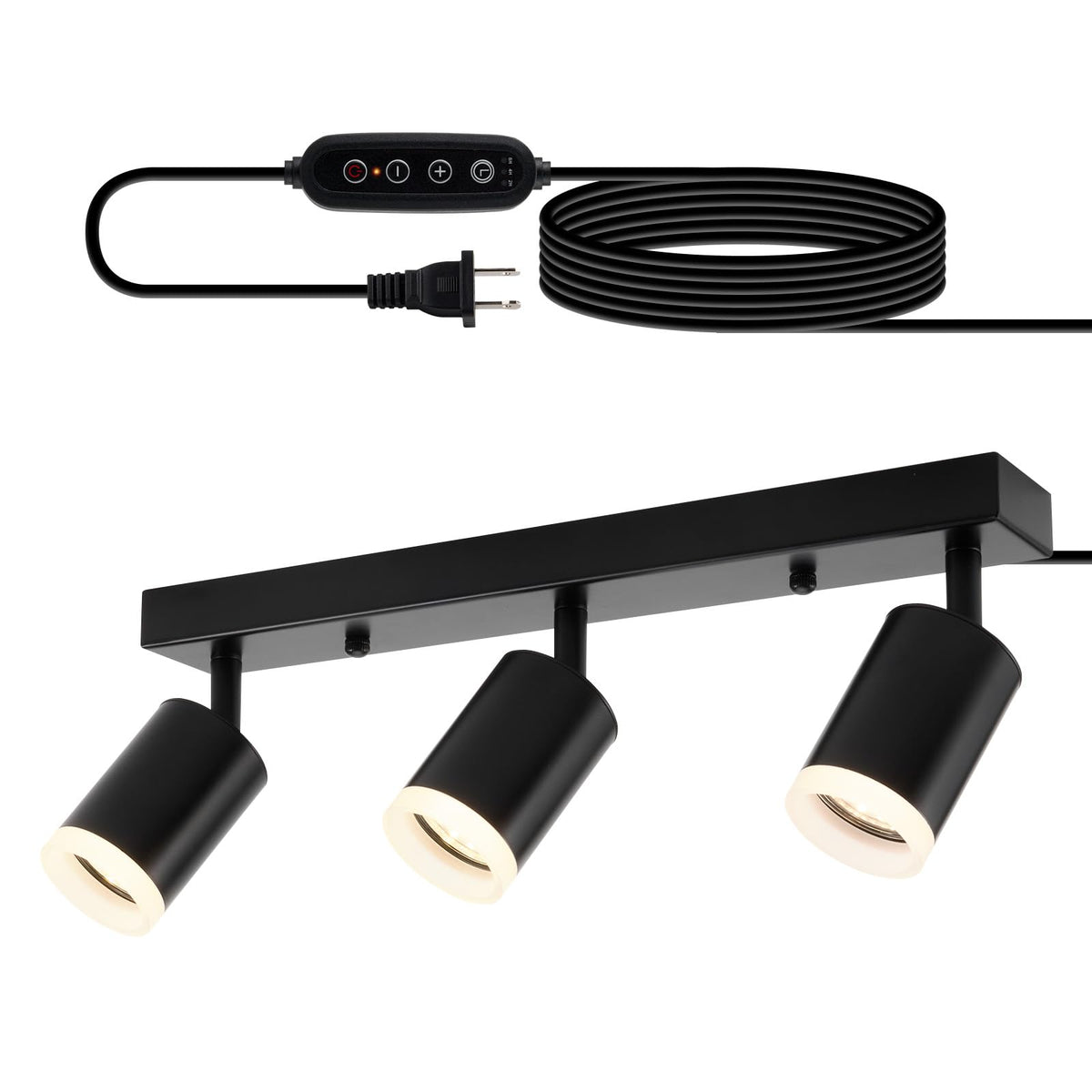 Bojim ceiling track lighting with three black heads for a modern living room ambiance.