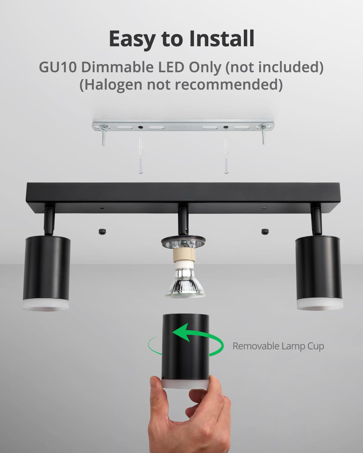 Bojim dimmable GU10 spotlight with adjustable brightness.