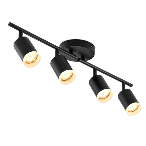 Bojim flexible LED track lighting with four lights in black creates versatile kitchen illumination.