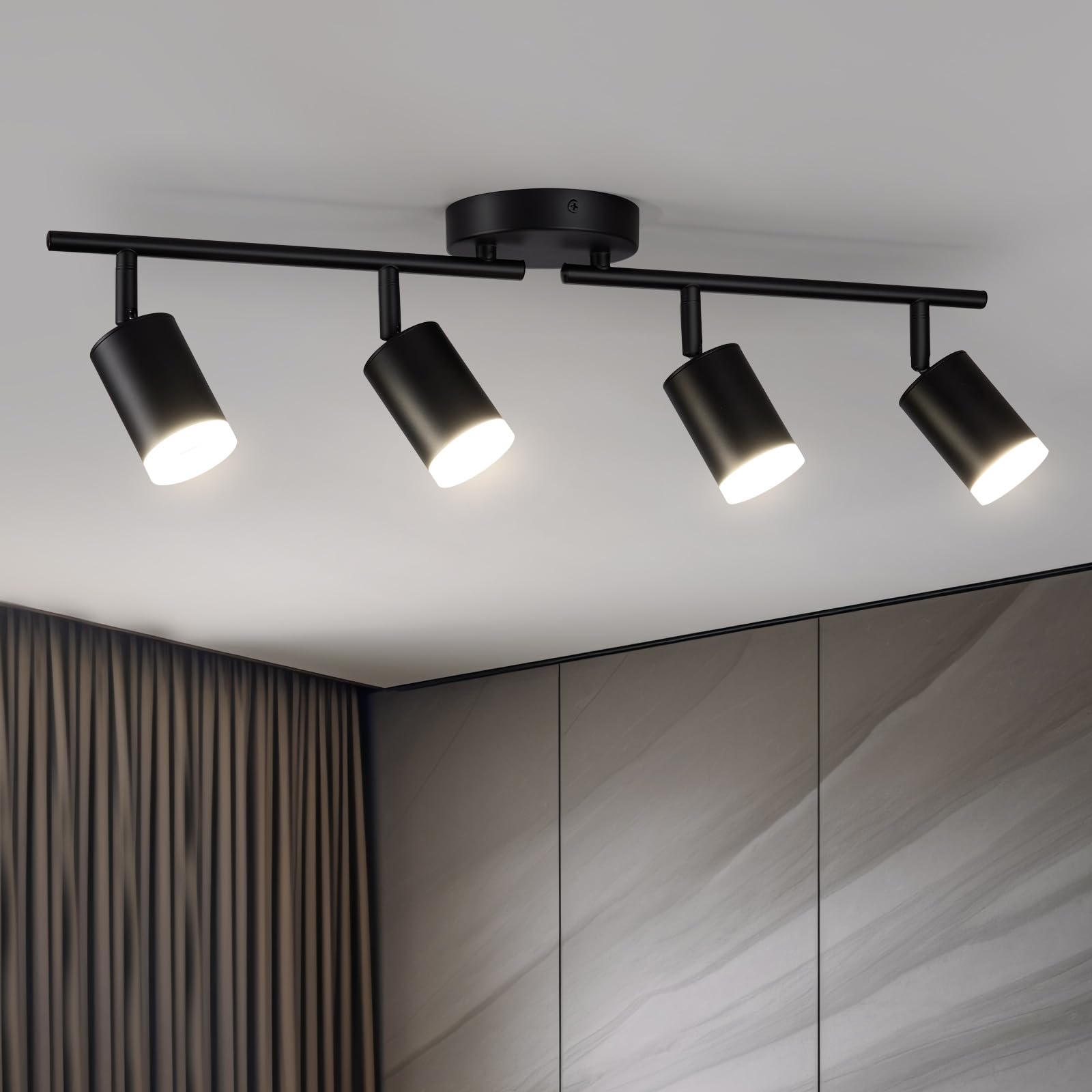 Bojim track lighting for kitchen, matte black finish enhances modern dining areas.