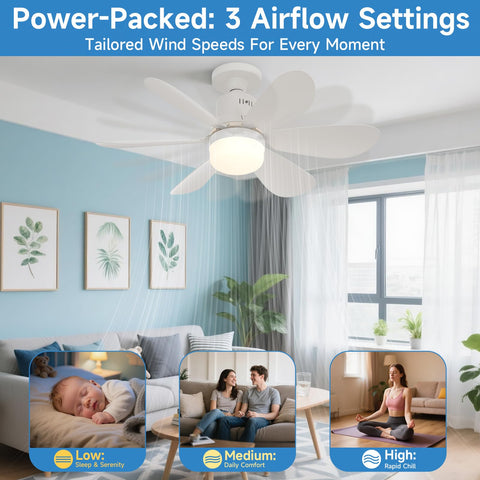 BOKELUNA Socket Fan Light blades-spin demonstrating smooth airflow for comfort