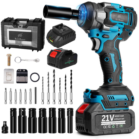 BoltBeast 500Nm brushless impact wrench with battery for cordless power on the go