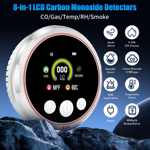 BoltBlaze 8-in-1 detector LCD display shows real-time readings