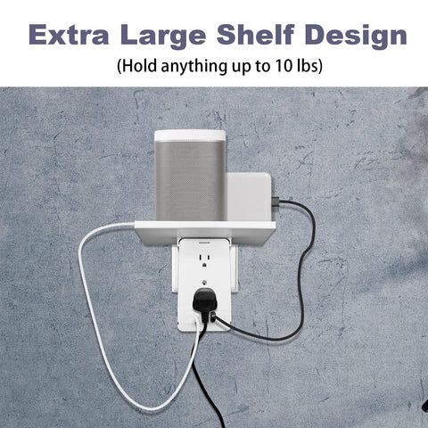BoltGY wall plug with grounded outlets powering multiple devices.