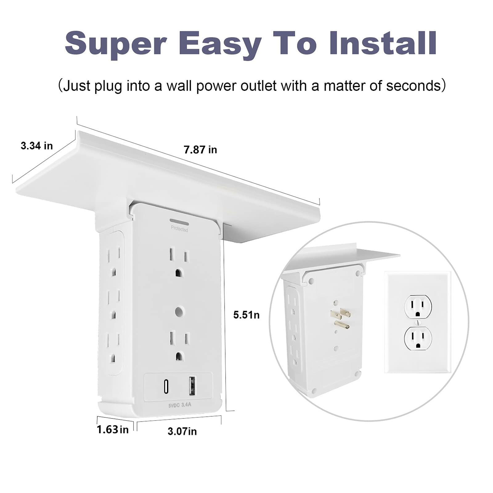 BoltGY space-saving wall outlet keeps devices organized in any room.