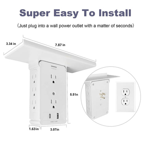 BoltGY space-saving wall outlet keeps devices organized in any room.