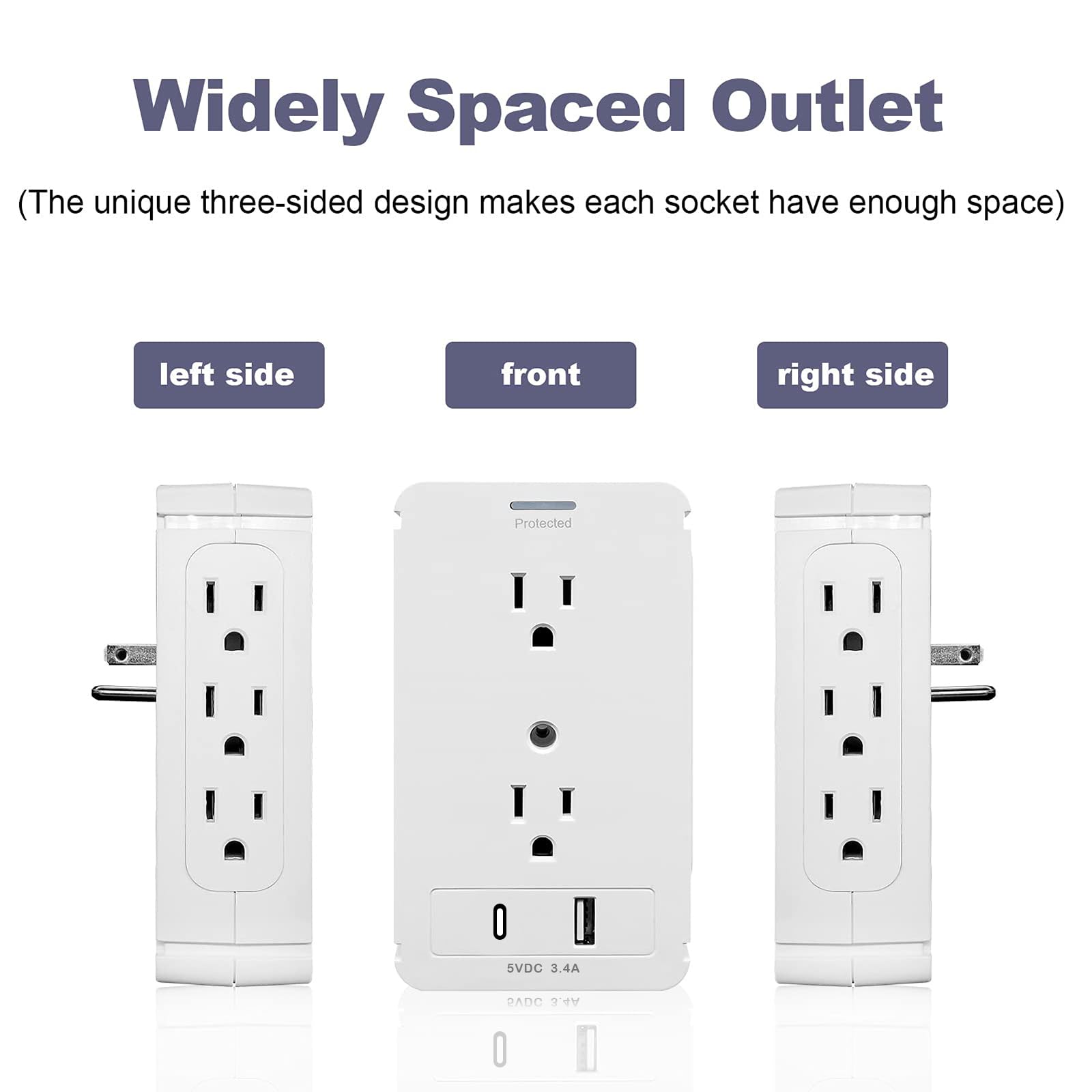 BoltGY eight-outlet AC circuit supports lamps, laptops, and more.