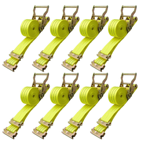 Bolvixor 8-pack strap close-up shows durable yellow webbing for heavy cargo securement