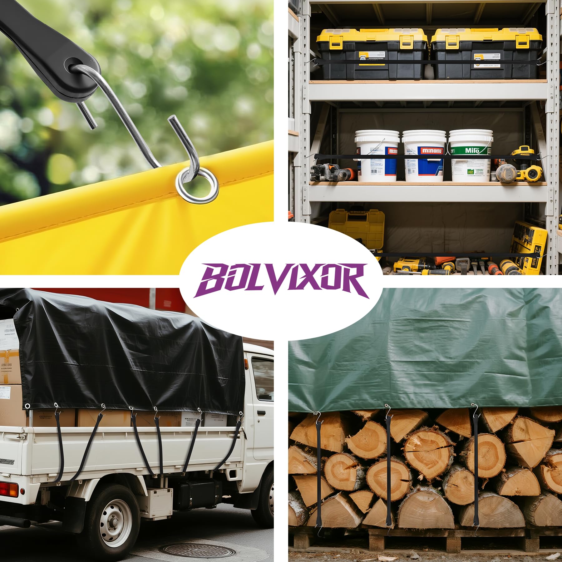 Bolvixor crimped S-hooks provide secure grip and rust resistance.