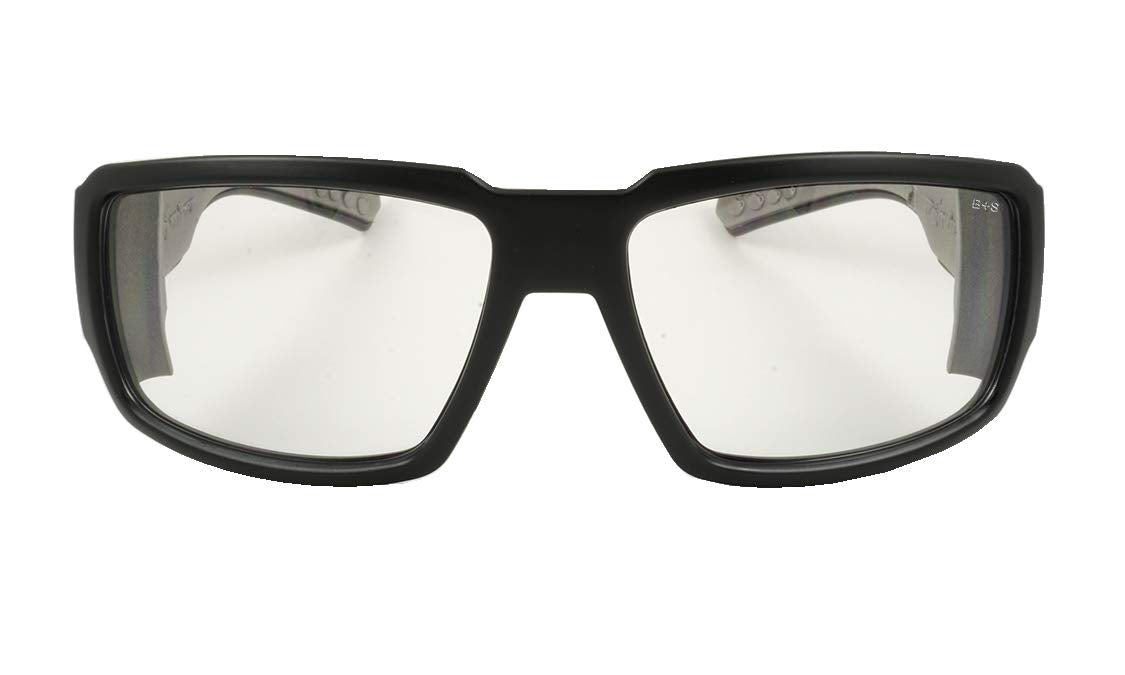 BOMBER BG101 safety glasses side view shows matte black frame for comfortable all-day wear