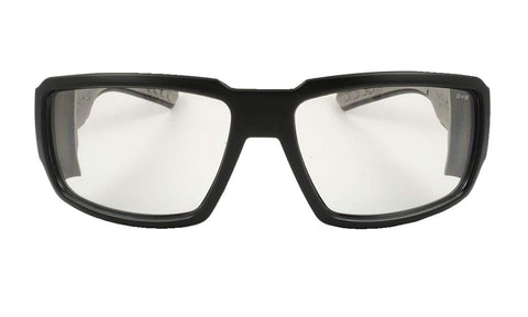 BOMBER BG101 safety glasses side view shows matte black frame for comfortable all-day wear