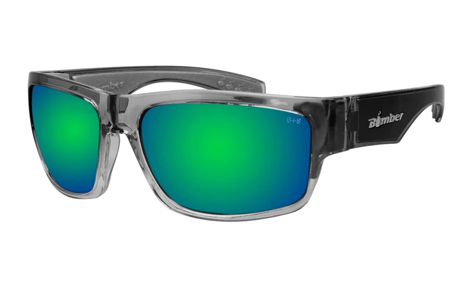 BOMBER men's safety sunglasses with a 2-tone crystal frame for rugged protection.