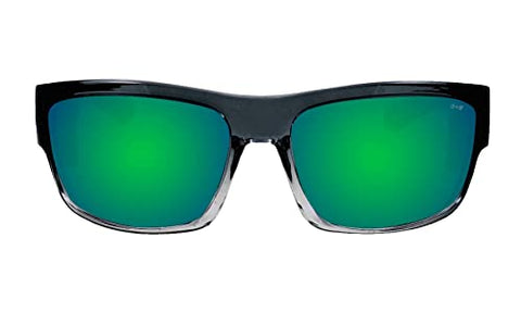 BOMBER safety sunglasses featuring green mirrored lenses for glare reduction.