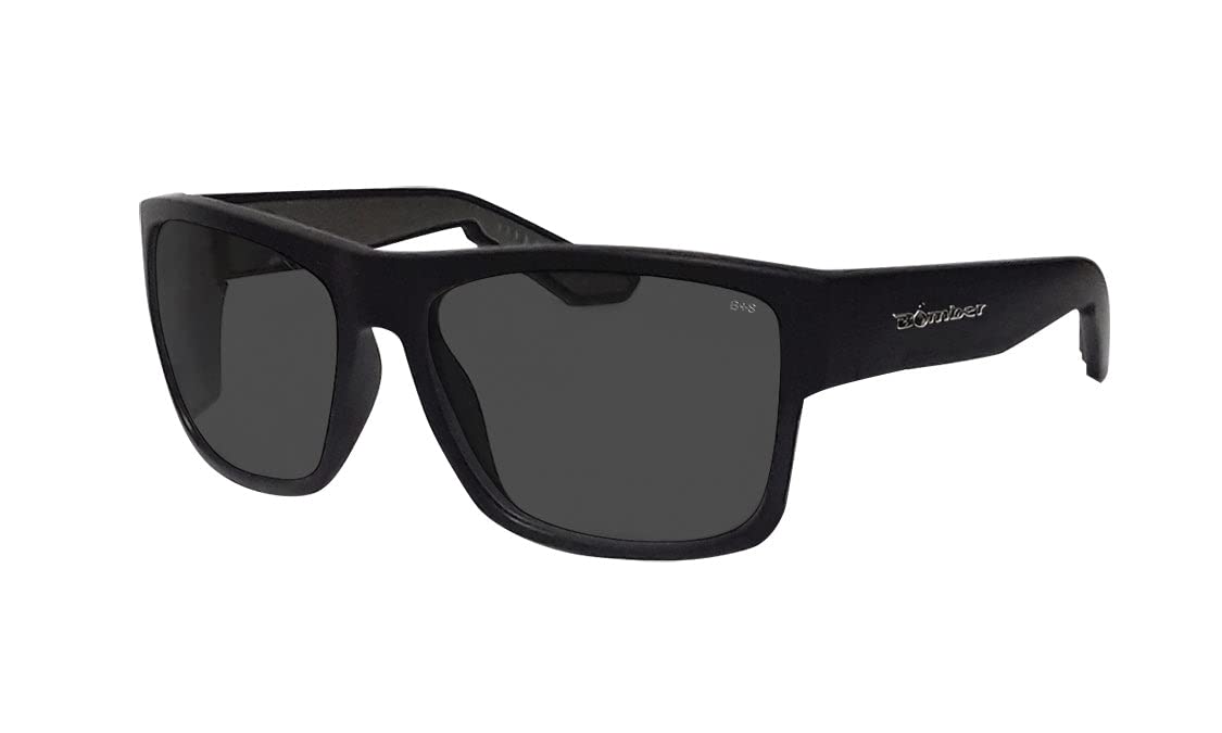 BOMBER safety glasses close-up on gray foam lining for comfort during use.