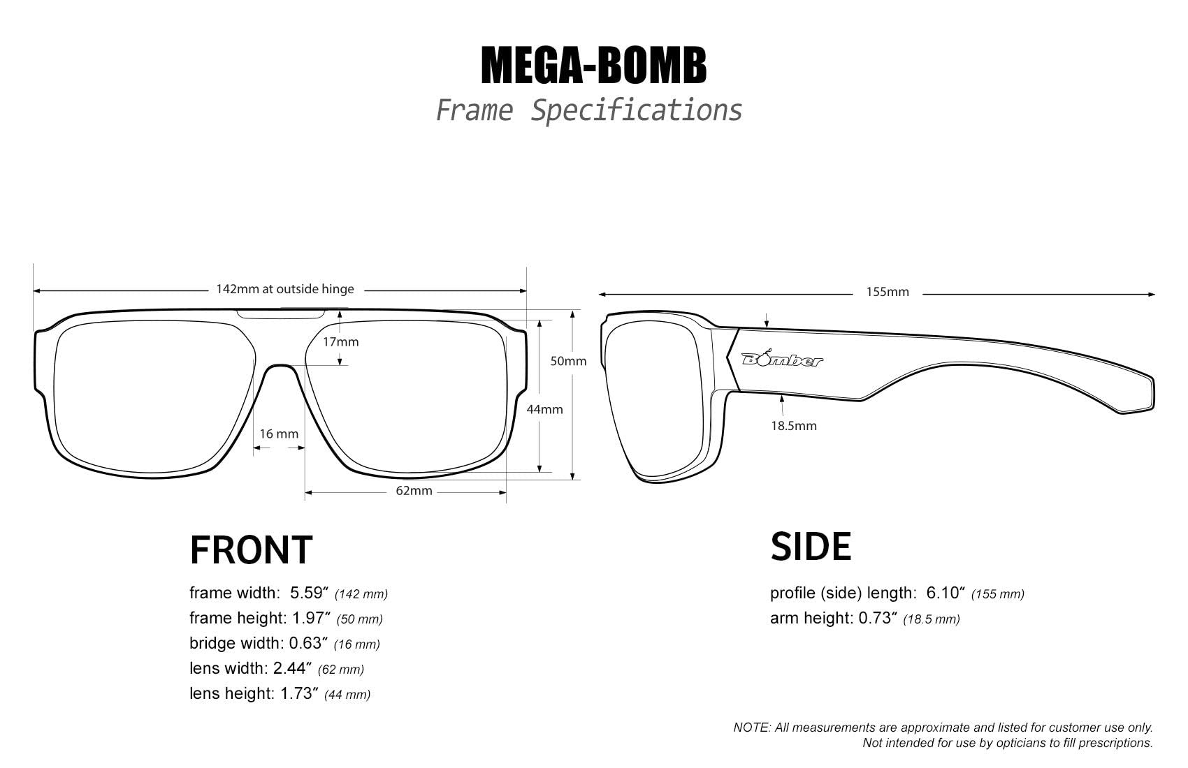 BOMBER dimensions L160mm x W142mm x H49mm ensure a secure, comfortable fit.
