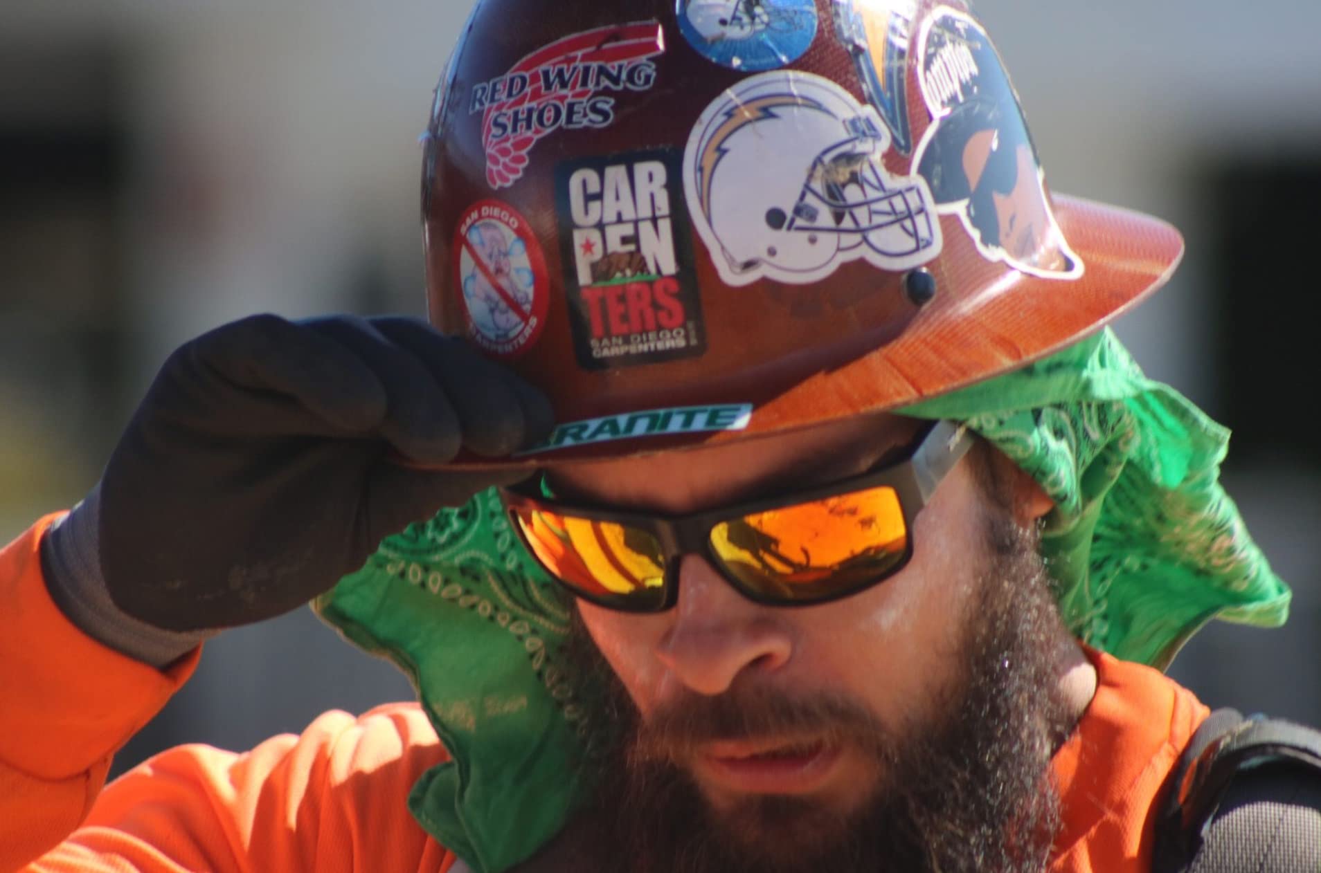 BOMBER Tiger sunglasses worn at a sunny work site