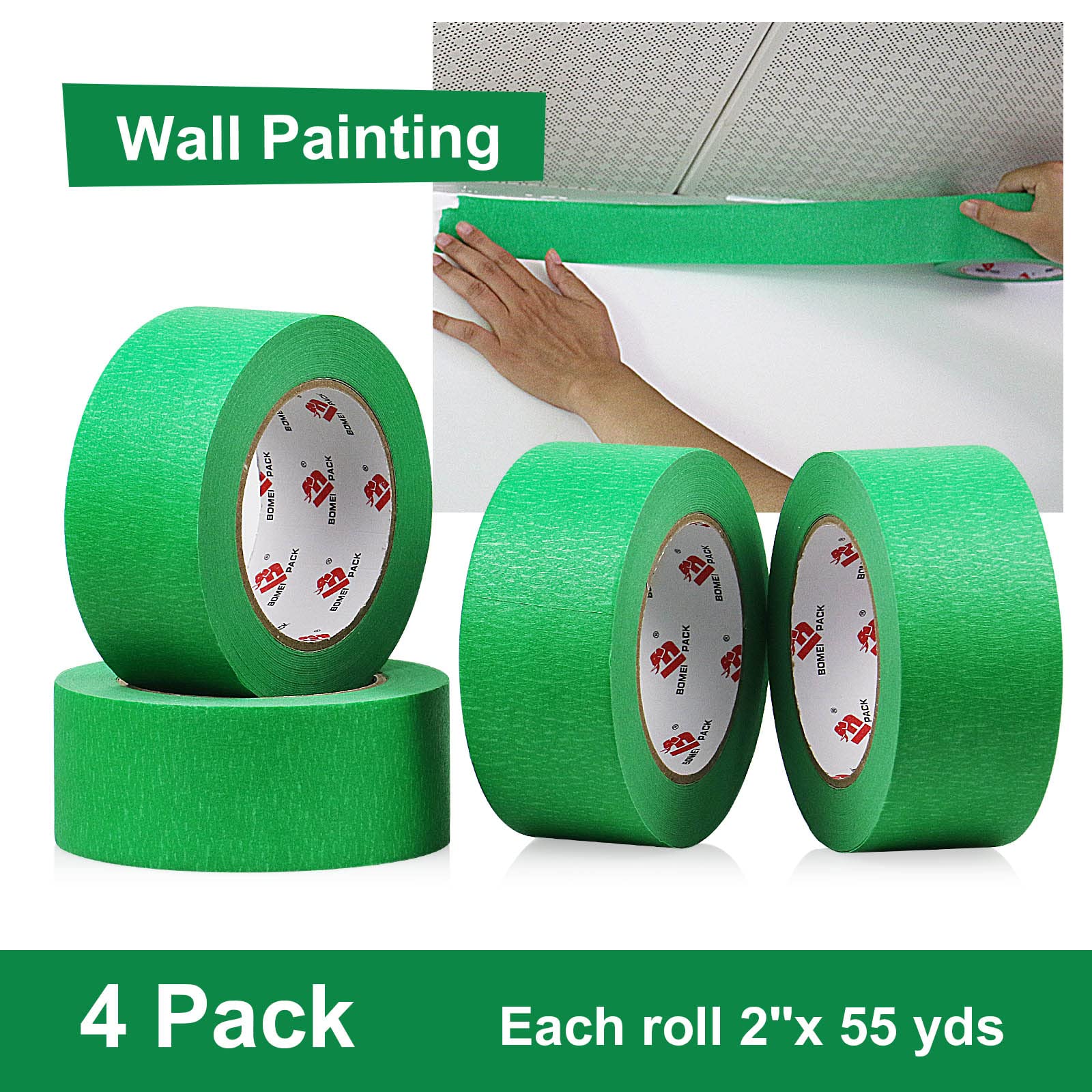 BOMEI PACK tape removes cleanly from wood, glass, drywall and metal surfaces