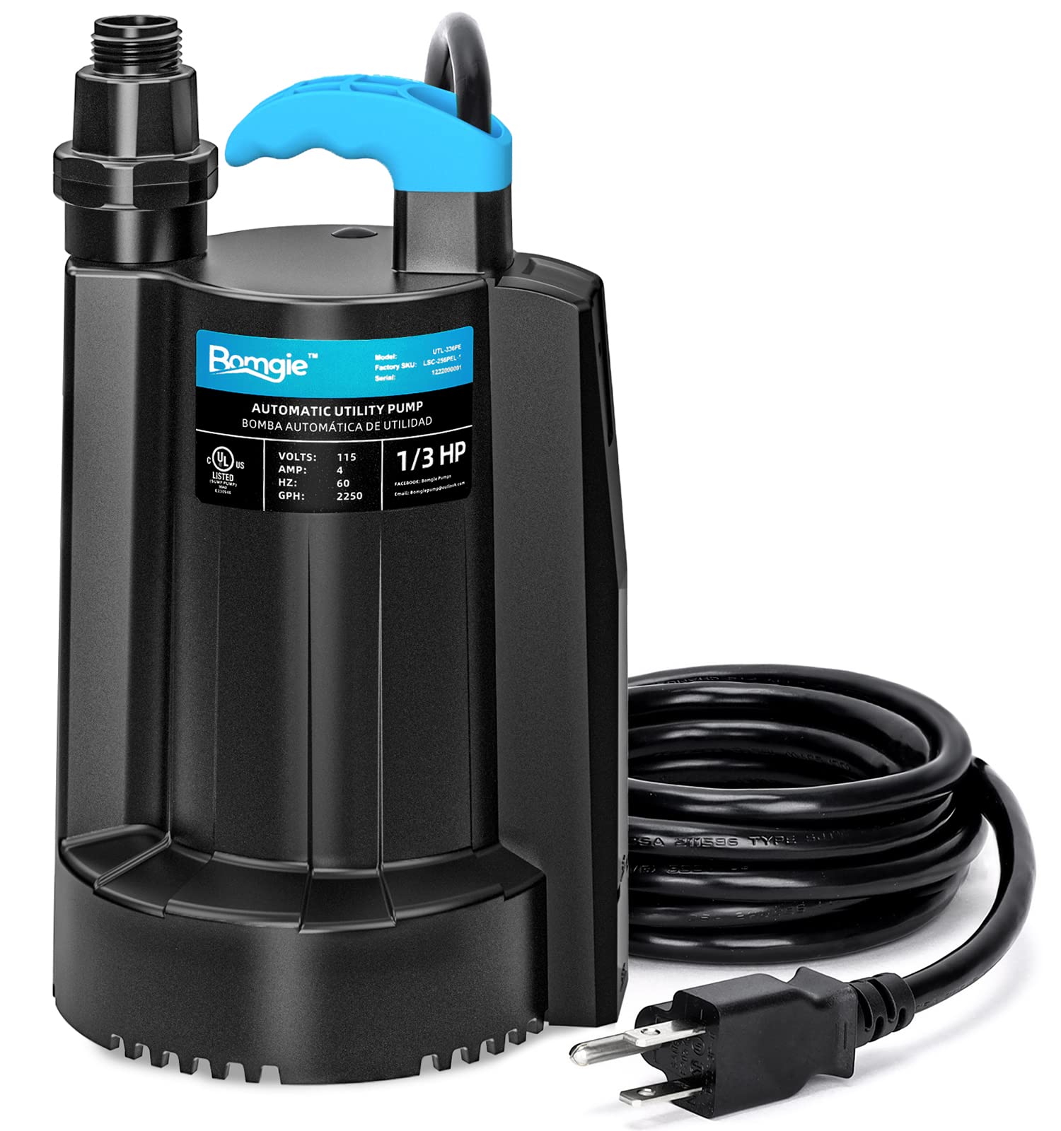 BOMGIE automatic pump detects water to start draining safely.