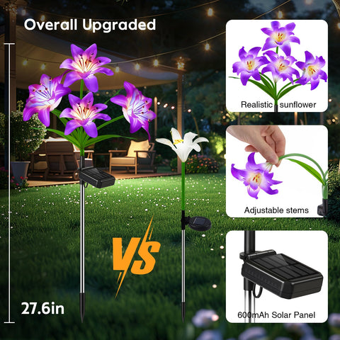 BOMIER yard decor solar lily light brightens pathways and borders.