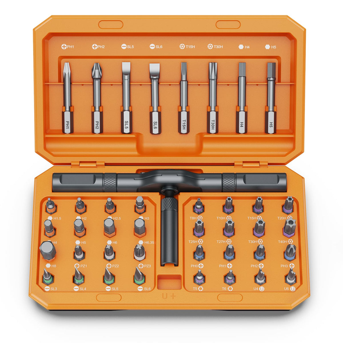 Bomivoi 42-in-1 screwdriver set with detachable ratchet handle for tight spaces.
