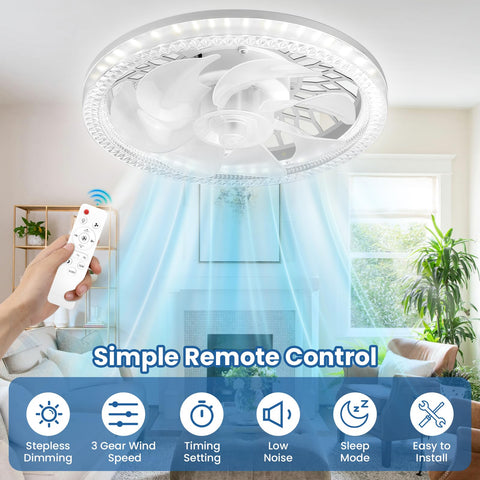 BomKra dimmable ceiling fan light from 3000K to 6500K for adaptable lighting.
