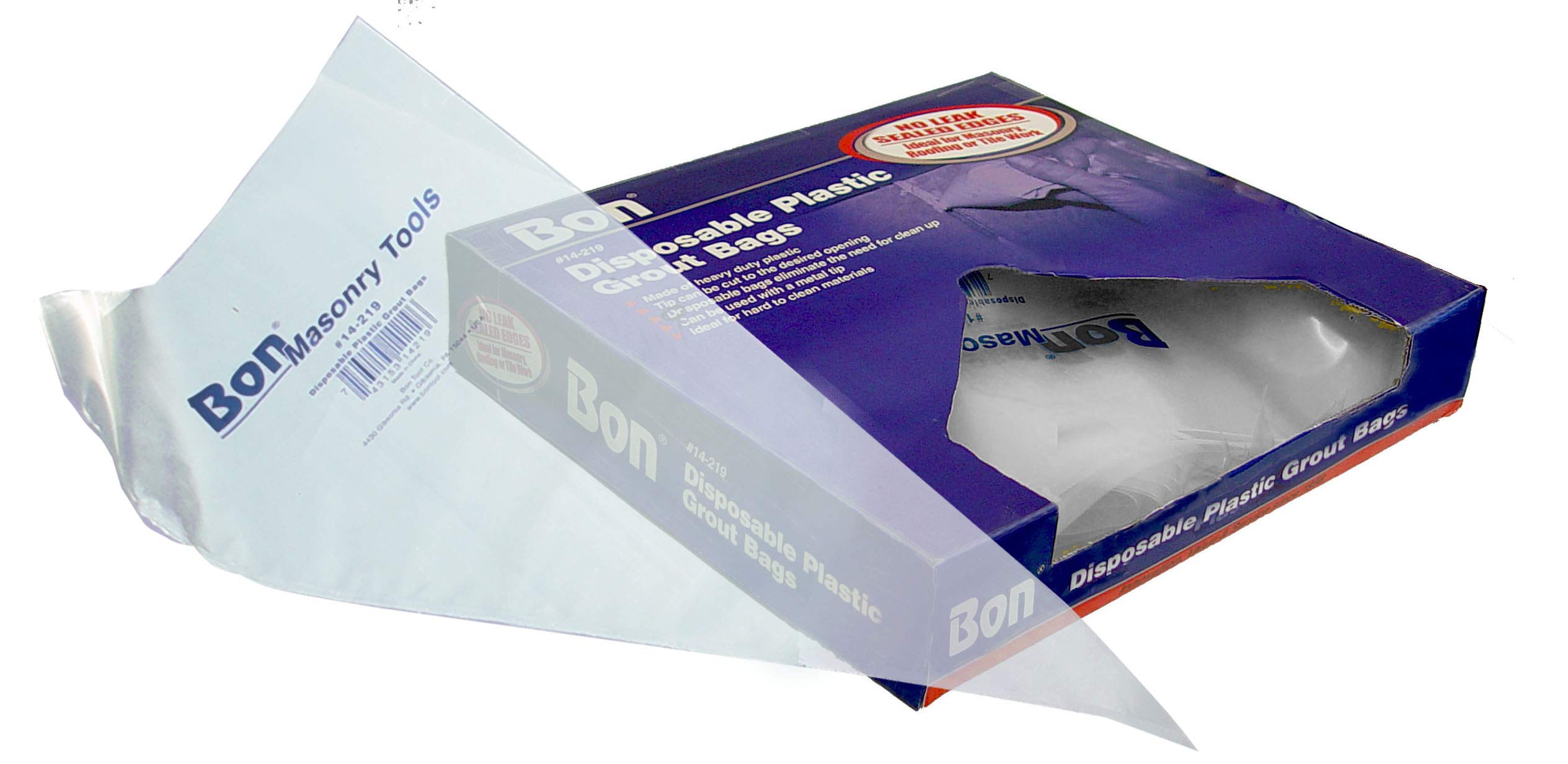 Bon disposable grout bags with cut-to-size tip for precise grout application.